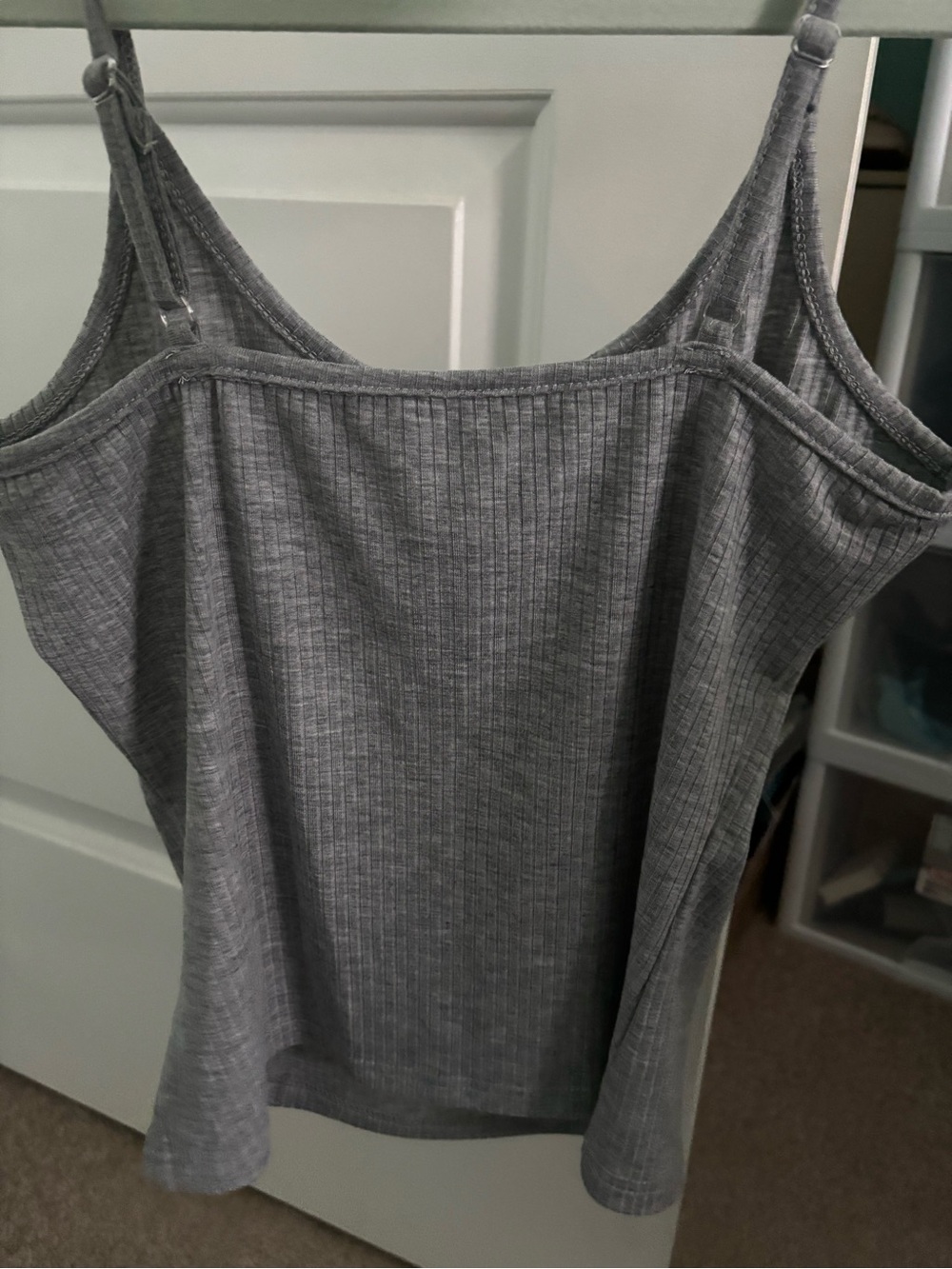 SHEIN Gray Ribbed Snap-Front Tank Top - Picture 2 of 3